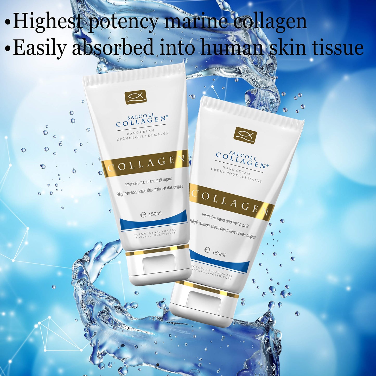 Pure Bioactive Anti-Aging Collagen Repair Hand Cream - Hypoallergenic Moisturizing Lotion, Dry Skin Relief, All Skin Types, 150 ml