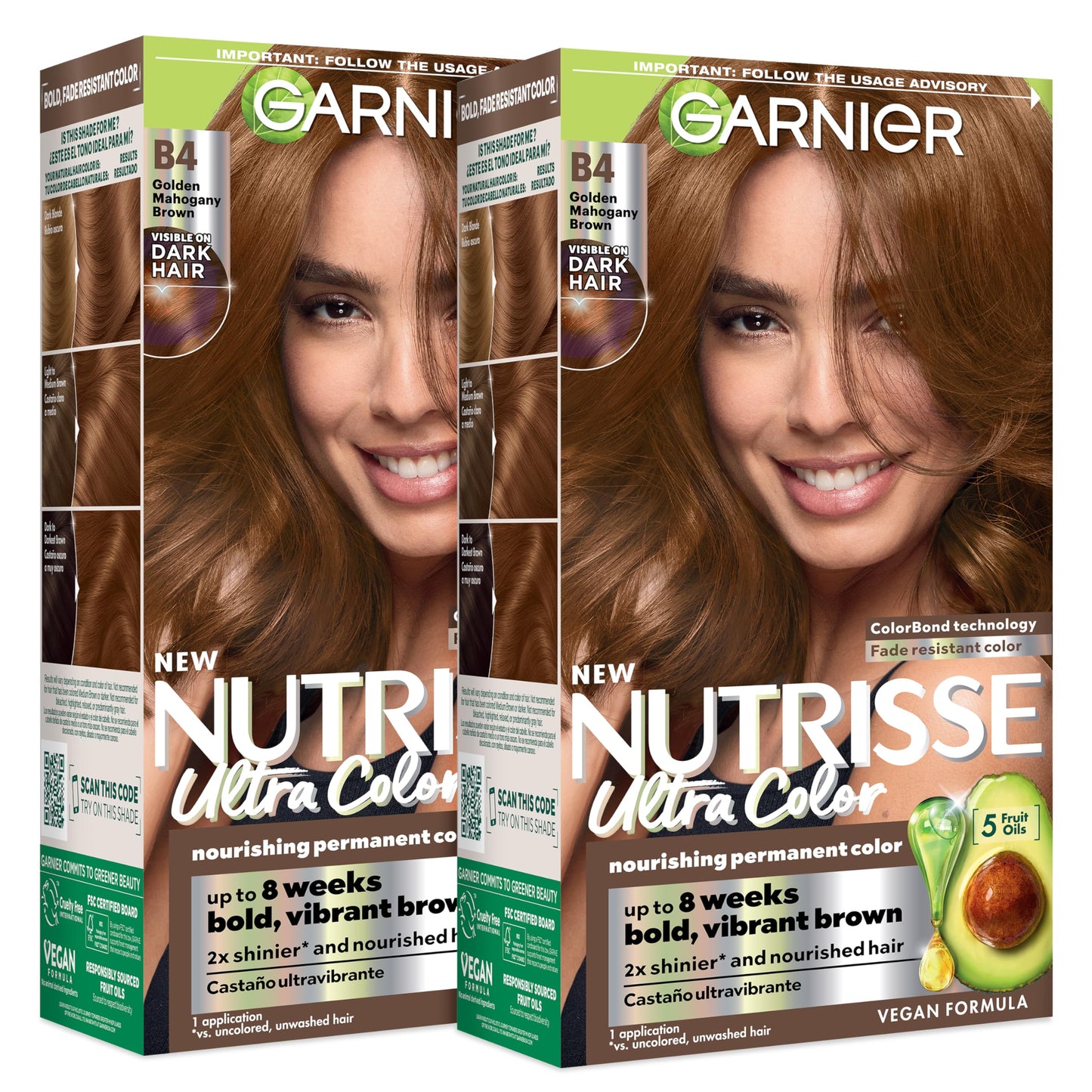 Garnier Nutrisse Ultra Color Hair Color, Permanent Hair Dye for Up to 8 Weeks of Bold, Vibrant, Fade-Resistant Results, Vegan & Cruelty-Free, B4