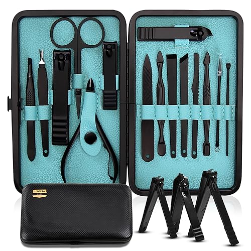 Utopia Care Nail Clippers Professional Nail Kit or Manicure Kit for Women and Men, Stocking Stuffers or Groomsmen Gifts 16Pcs Pedicure Set