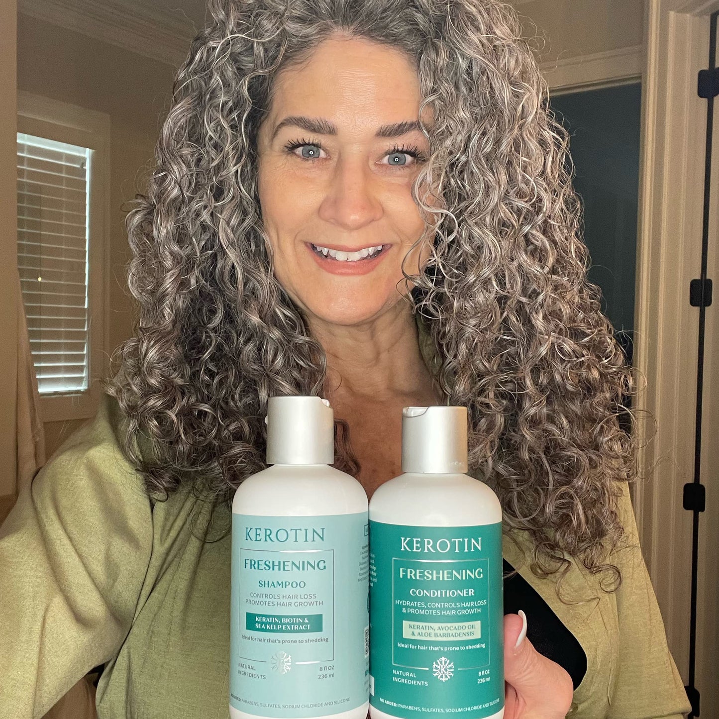 Kerotin Hair Growth Shampoo and Conditioner Set, Products for Scalp Care, Hair Loss & Thinning Hair with Rosemary Oil, Biotin & Keratin, Curly Girl