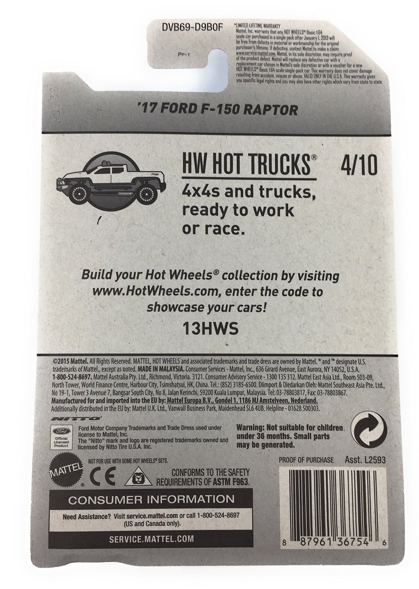 Hot Wheels 2017 HW Hot Trucks '17 Ford F-150 Raptor 129/365, White