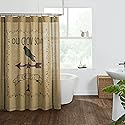 Pine Valley Quilts Burlap Natural Weathervane Crow Farmhouse Shower Curtain 72x72