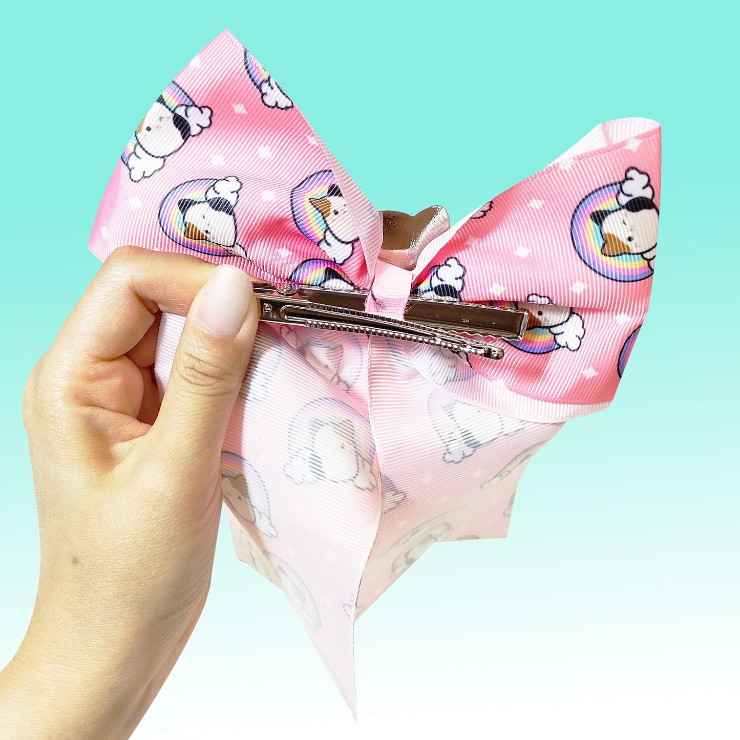 LUV HER Cute Squishmallows Hair Bows For Girls - One Large Squishmallows Printed Hair Bow with a Charm Featuring your Favorite Character - Alligator