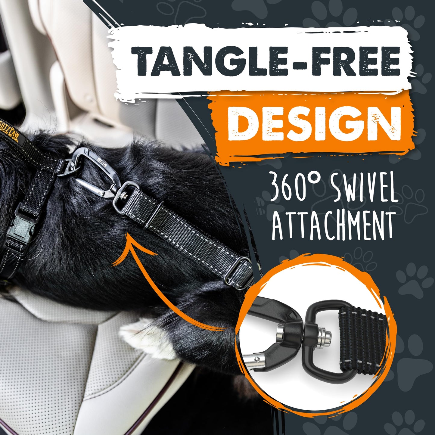 Mighty Paw Dog Seat Belt for Car – Heavy-Duty, Adjustable with Aviation Grade Aluminum Carabiner, Ensures Safe, Distraction-Free Driving for All Pet Sizes