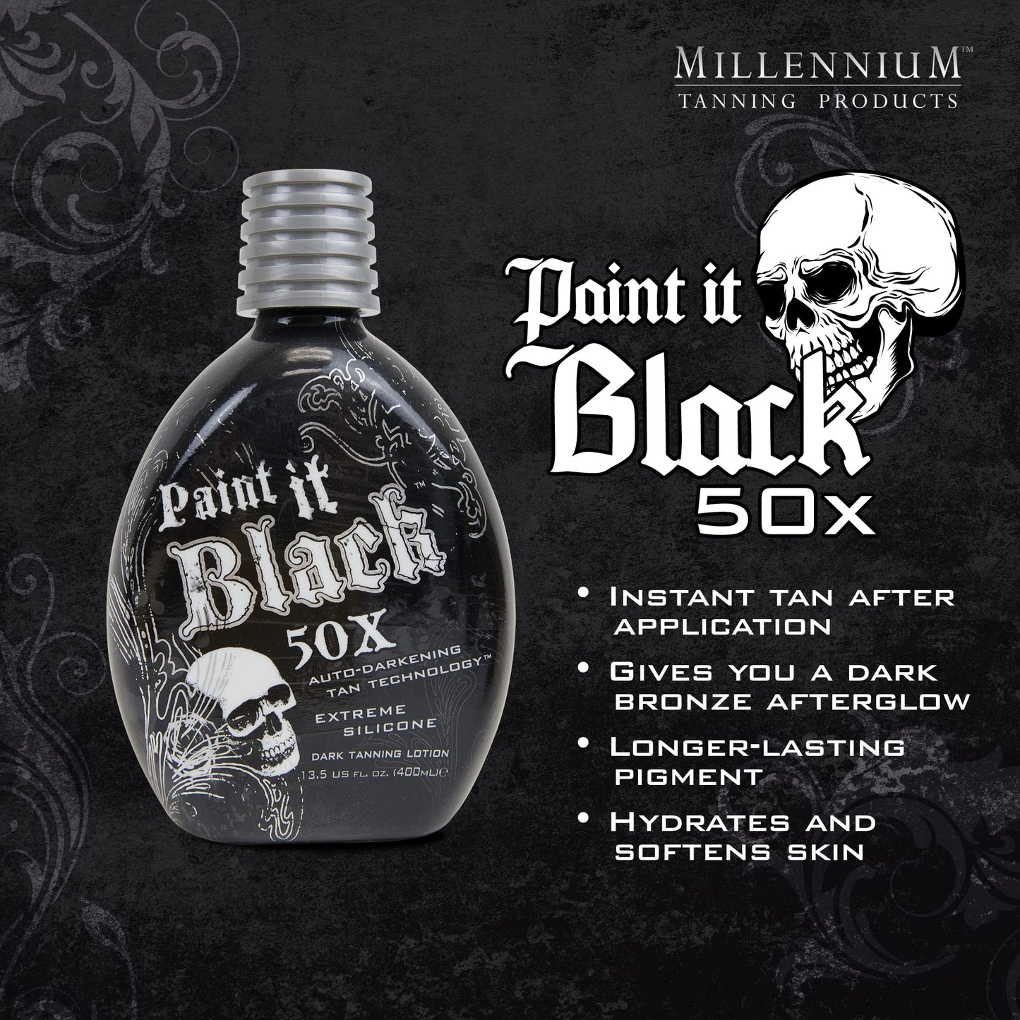 Millennium Tanning Paint It Black 50x Dark Tanning Bed Lotion, 13 fl. oz.
