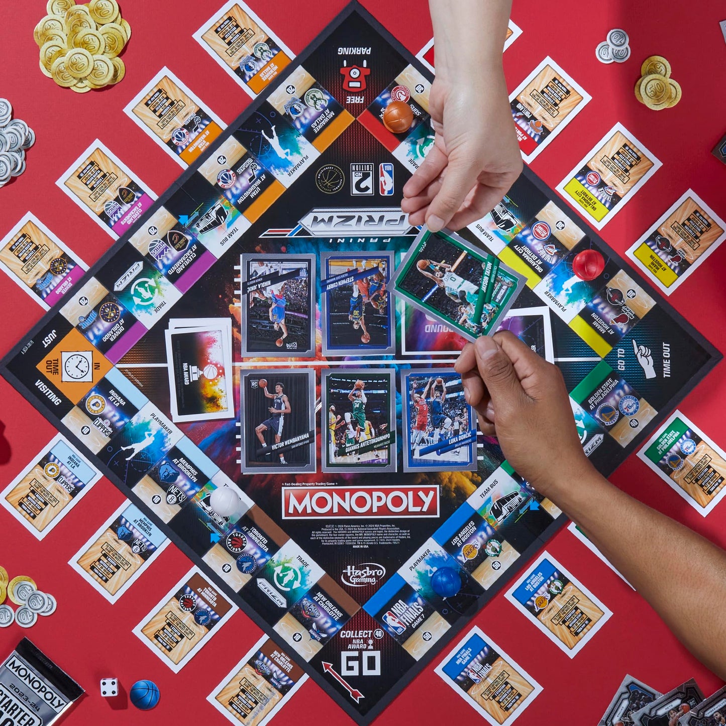 Monopoly Prizm: NBA 2nd Edition Board Game | Monopoly Game with 2023-24 Panini NBA Trading Cards | Ages 8 and Up | 2 to 4 Players | Basketball Games