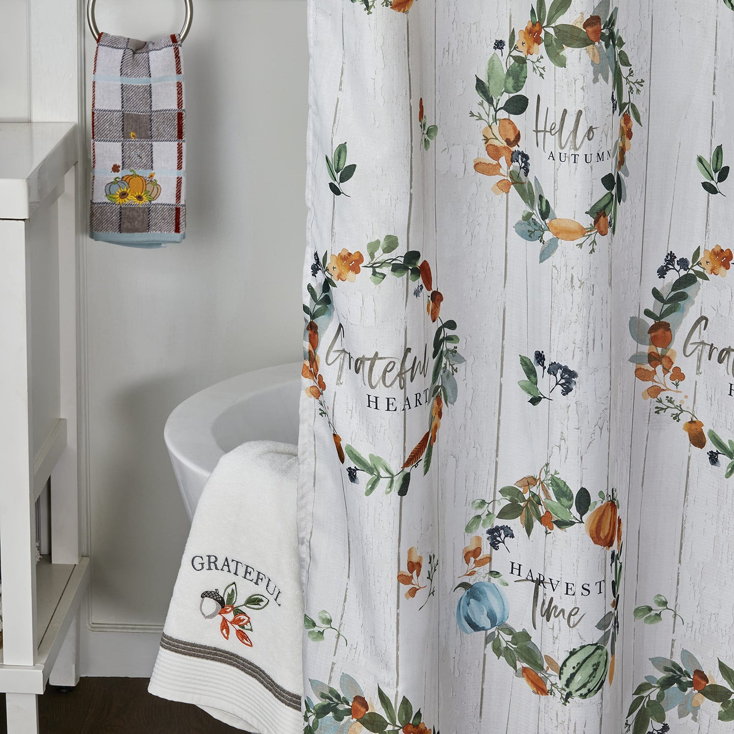 SKL Home Fall Nature's Harvest Shower Curtain, Multicolored 70.00" x 72.00"