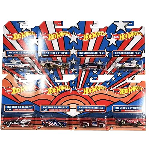 Hot Wheels 2022 HW Stars and Stripes Complete Set of 8 Diecast Vehicles from GRT01-956C Release