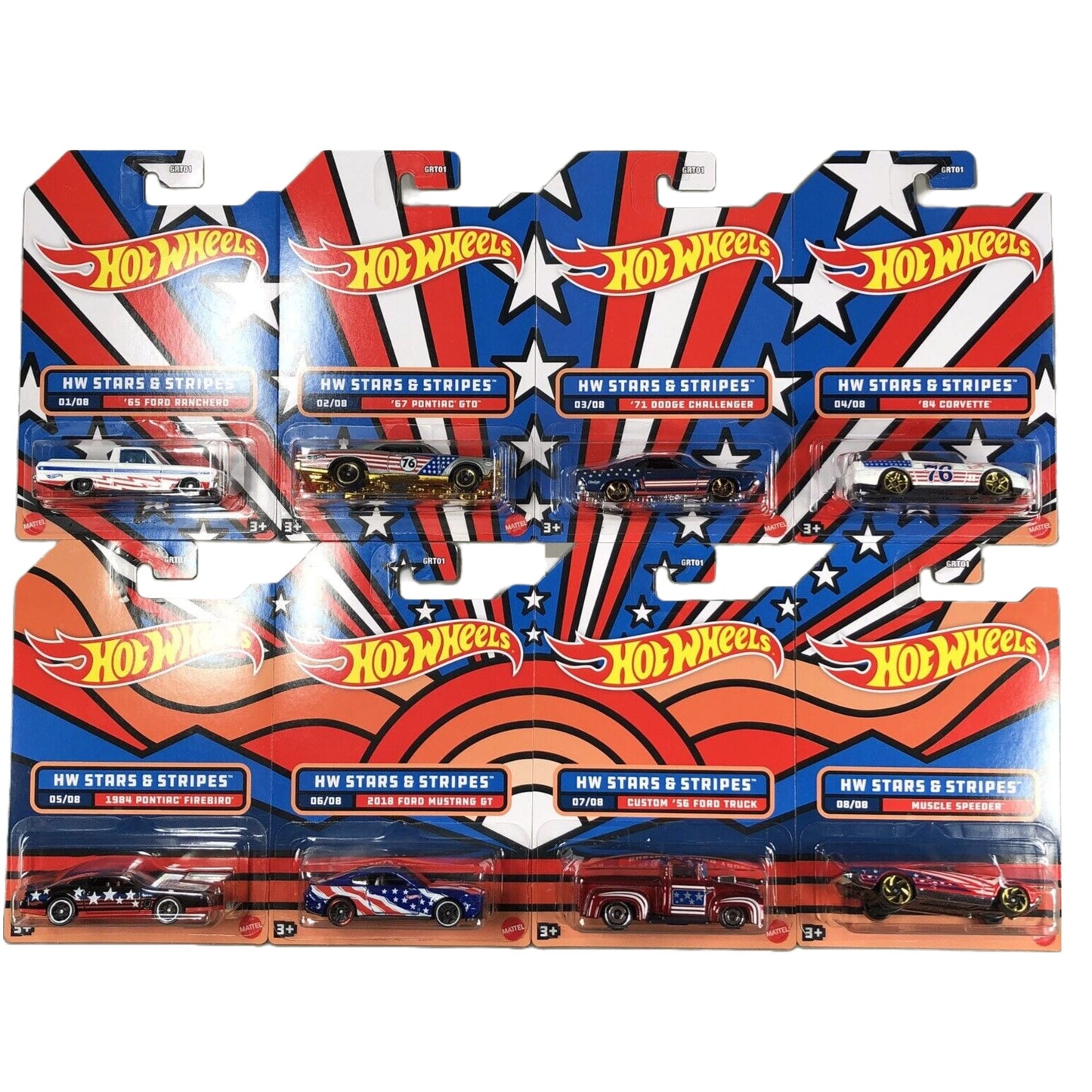 Hot Wheels 2022 HW Stars and Stripes Complete Set of 8 Diecast Vehicles from GRT01-956C Release