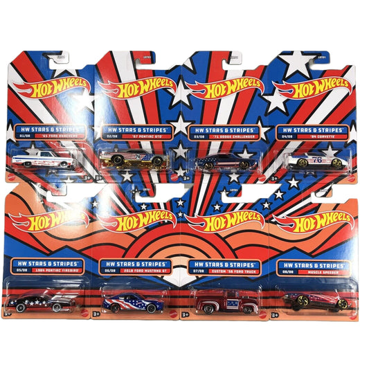 Hot Wheels 2022 HW Stars and Stripes Complete Set of 8 Diecast Vehicles from GRT01-956C Release