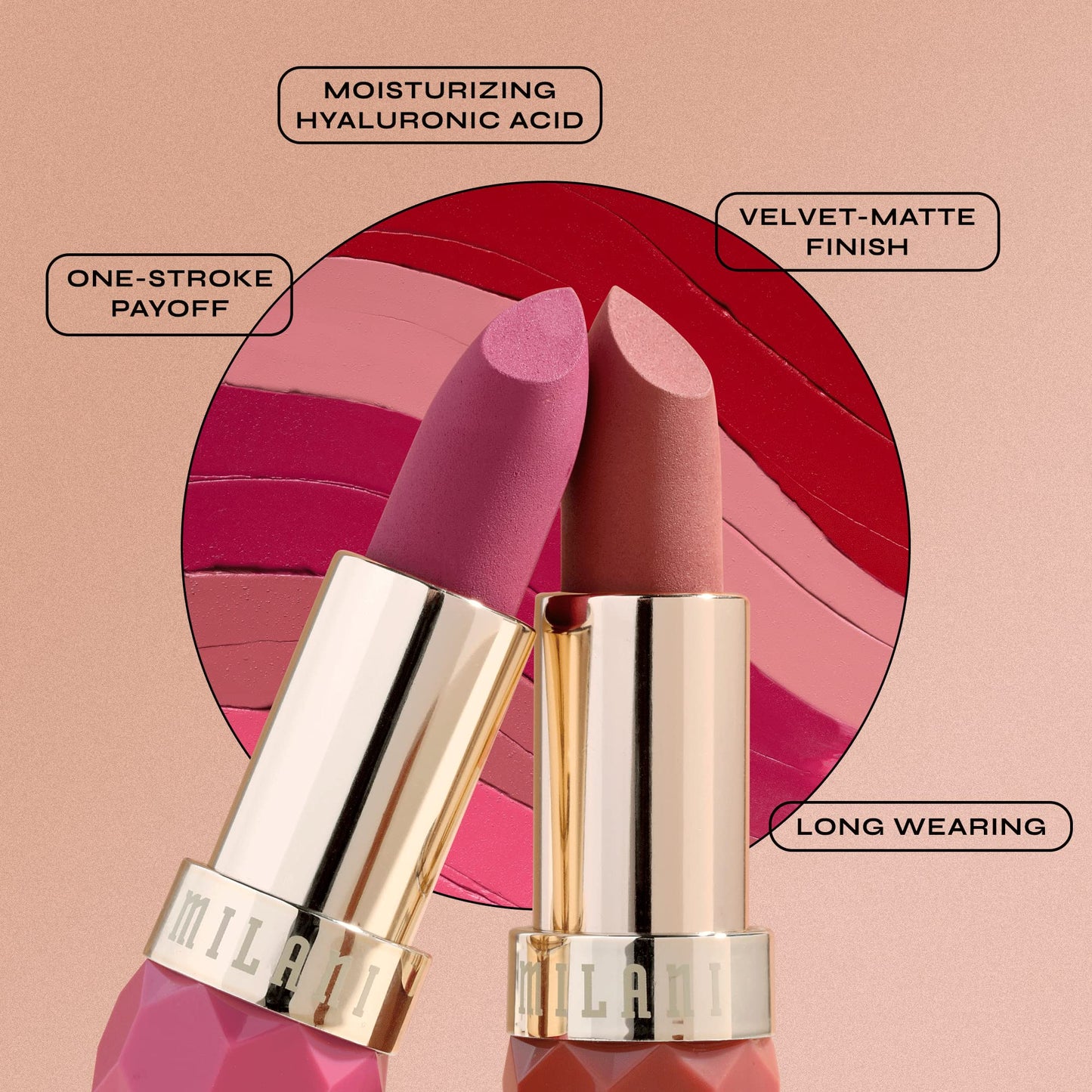 Milani Color Fetish Matte Lipstick, Hydrating Velvet Finish, Full Coverage Long Lasting, Moisturizing Cream Lip Color with Hyaluronic Acid, 0.14 oz,