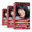 Revlon ColorSilk with Bond Repair Complex, Black Permanent Hair Color, 100% Gray Coverage, Ammonia Free Hair Dye, Vegan Keratin, 12 Natural Blue Black