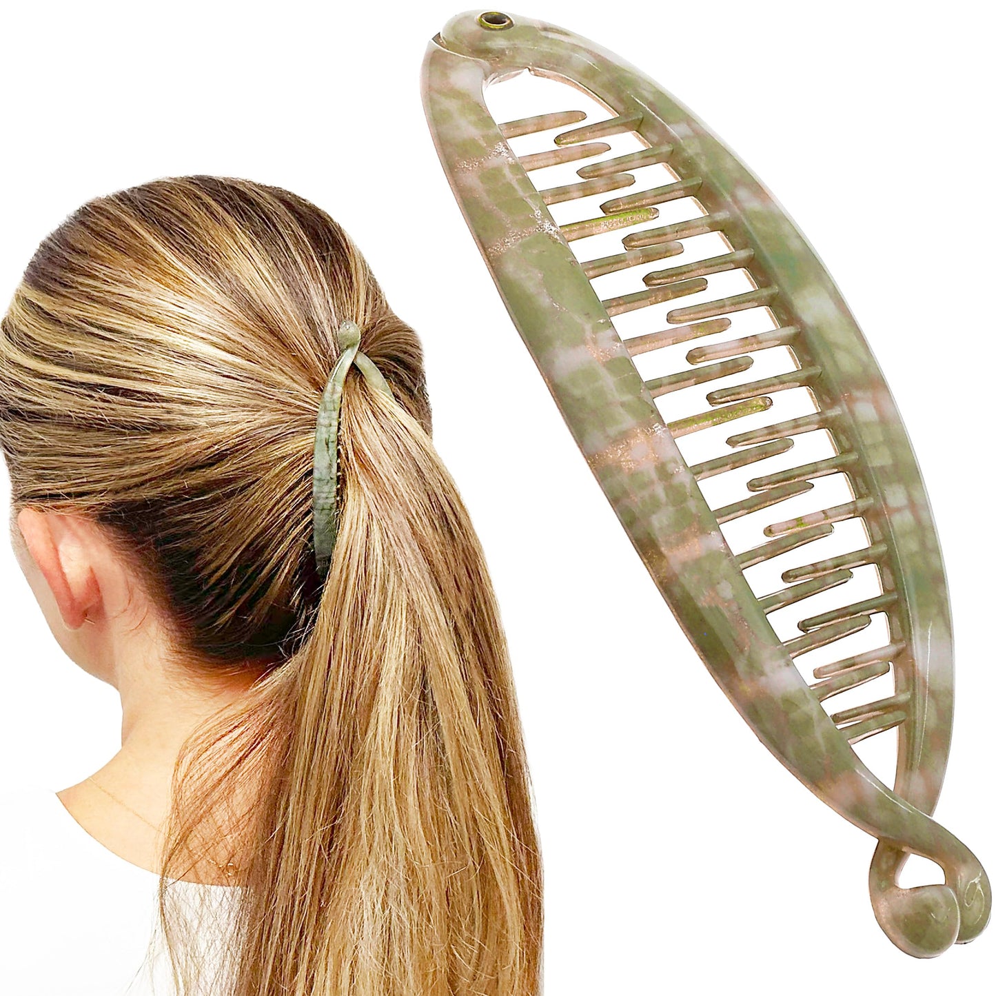 Camila Paris CP3106 4.5 inch French Banana Clip Hair Comb Classic Girls Updo Flexible Ponytail Holder Interlocking Banana Combs, Fashion Durable