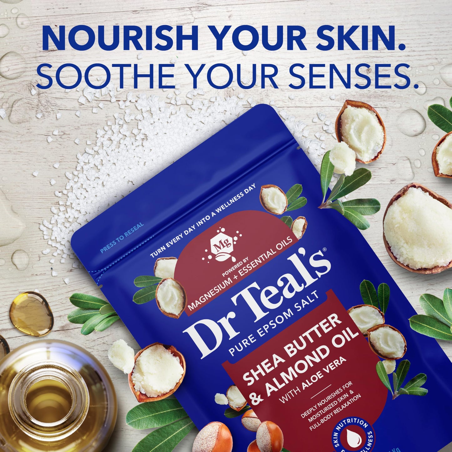 Dr Teal's Epsom Salt Magnesium Soak, Shea Butter & Almond, 3 lbs (Pack of 4) Beauty and Personal Care Dr Teal's