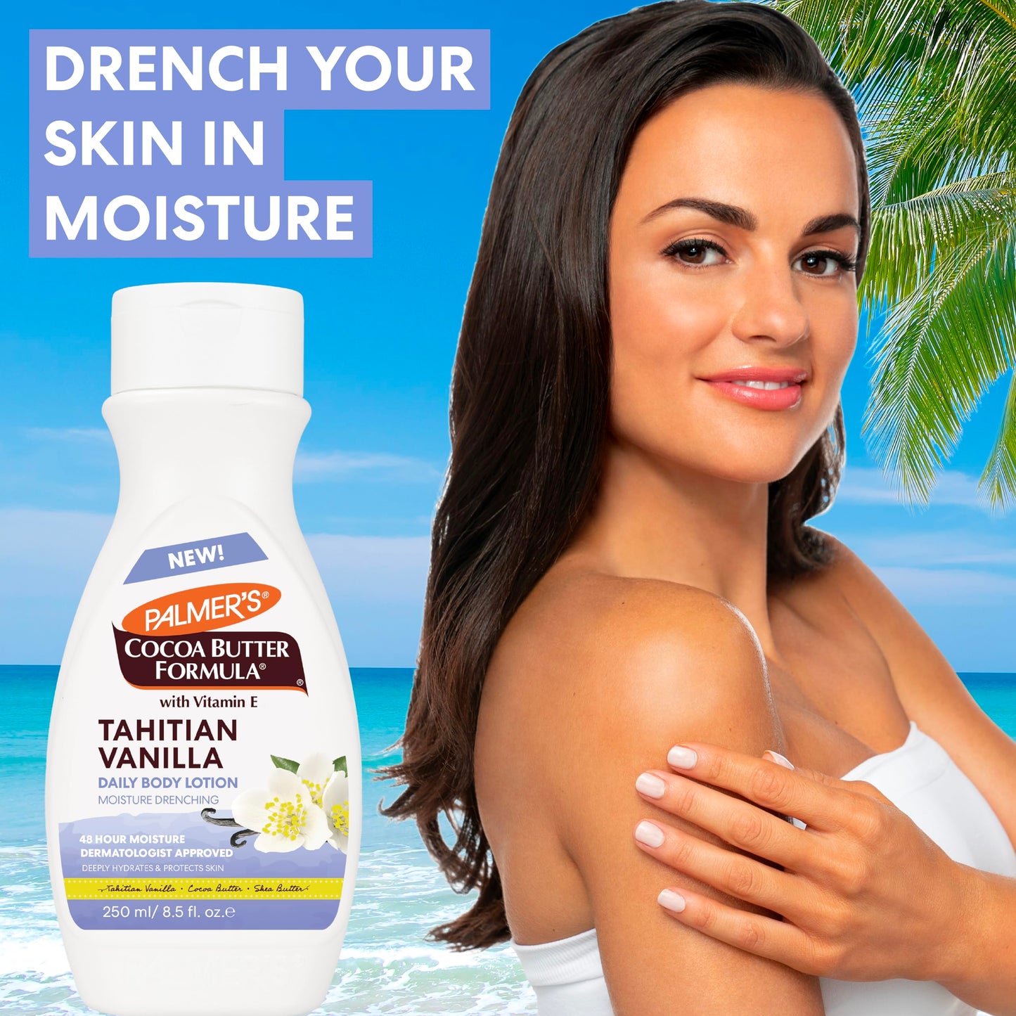 Palmer's Cocoa Butter Formula Tahitian Vanilla Body Lotion, 8.5 Oz, Daily Moisturizing Lotion for Dry Skin with Shea Butter & Vitamin E, Hydrates
