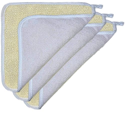 3 pcs/set Soft Weave Home Spa Exfoliating Face and Body Wash Cloths, Dual-Sided With Exfoliating Scrub and Soft Terry Cloth - Shower Scrubber - Remove