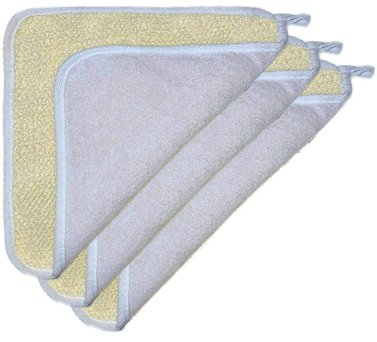 3 pcs/set Soft Weave Home Spa Exfoliating Face and Body Wash Cloths, Dual-Sided With Exfoliating Scrub and Soft Terry Cloth - Shower Scrubber - Remove Beauty & Personal Care Mr.Cui'shop