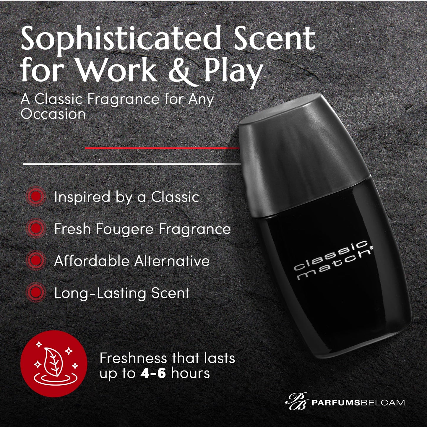 PB ParfumsBelcam CM Noir Eau De Toilette Spray for Men – Fresh Fougere Cologne, Bergamot, Basil, Patchouli, Long-Lasting Scent