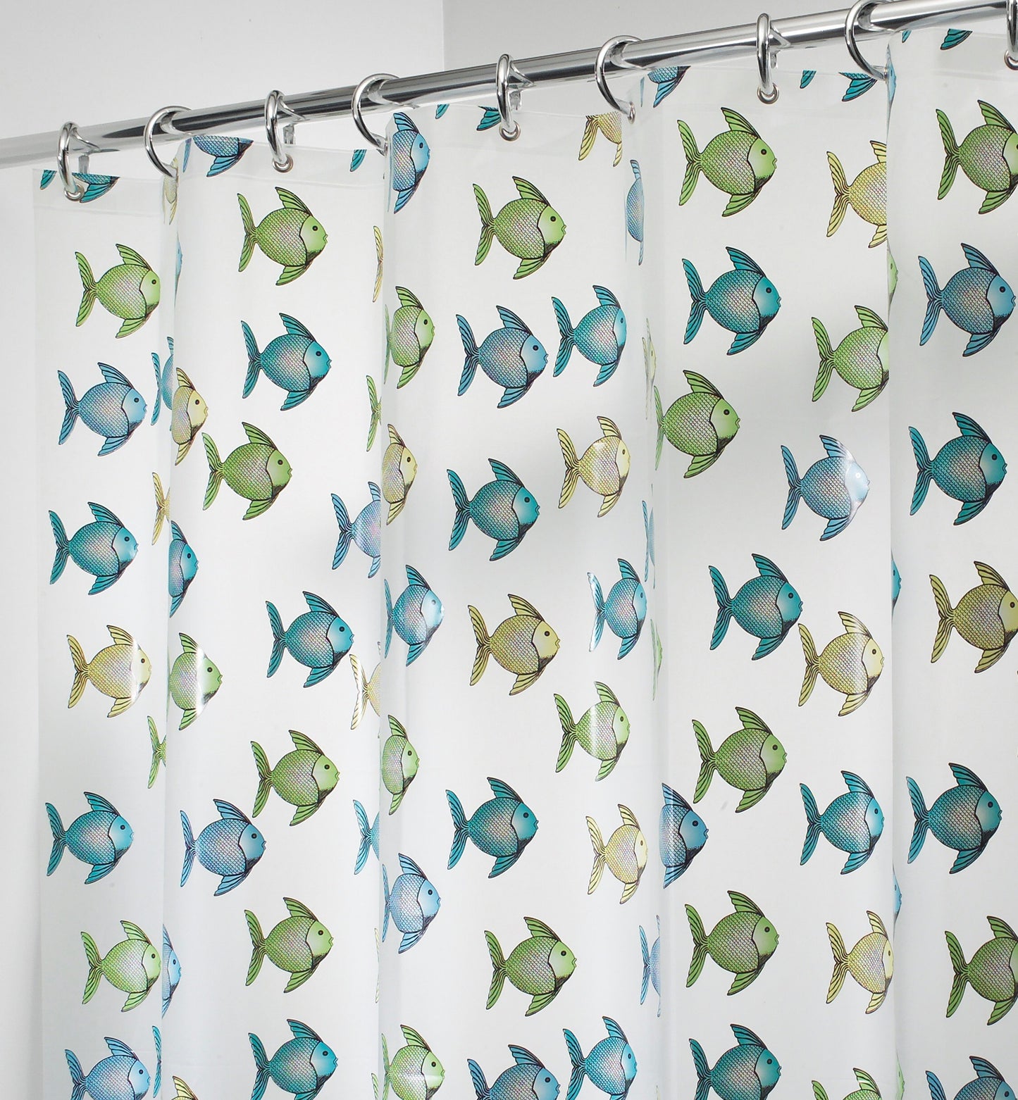 InterDesign 27780 Shower Curtain, Blue/Green Fish, Clear, 72 x 72-in. - Quantity 1