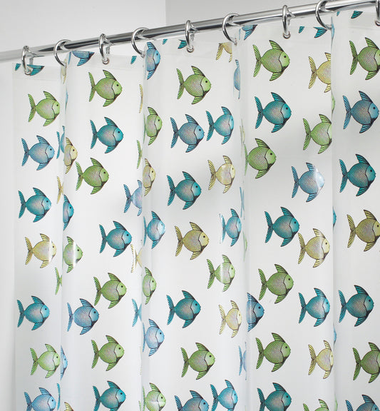 InterDesign 27780 Shower Curtain, Blue/Green Fish, Clear, 72 x 72-in. - Quantity 1