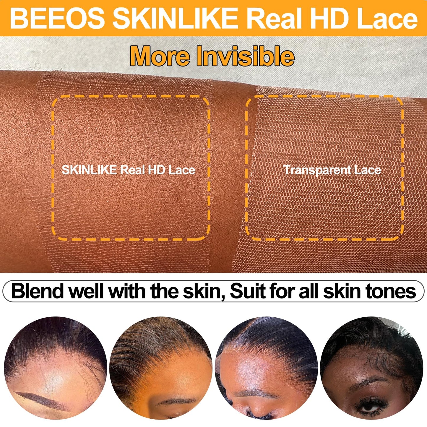 BEEOS 13x6 HD Lace Frontal with Hairless Cap Sew On, Pre-Plucked Bleached Knots Straight Human Hair Frontals 0.10mm Ultra-thin Invisible Lace 16 Inch Beauty and Personal Care BEEOS