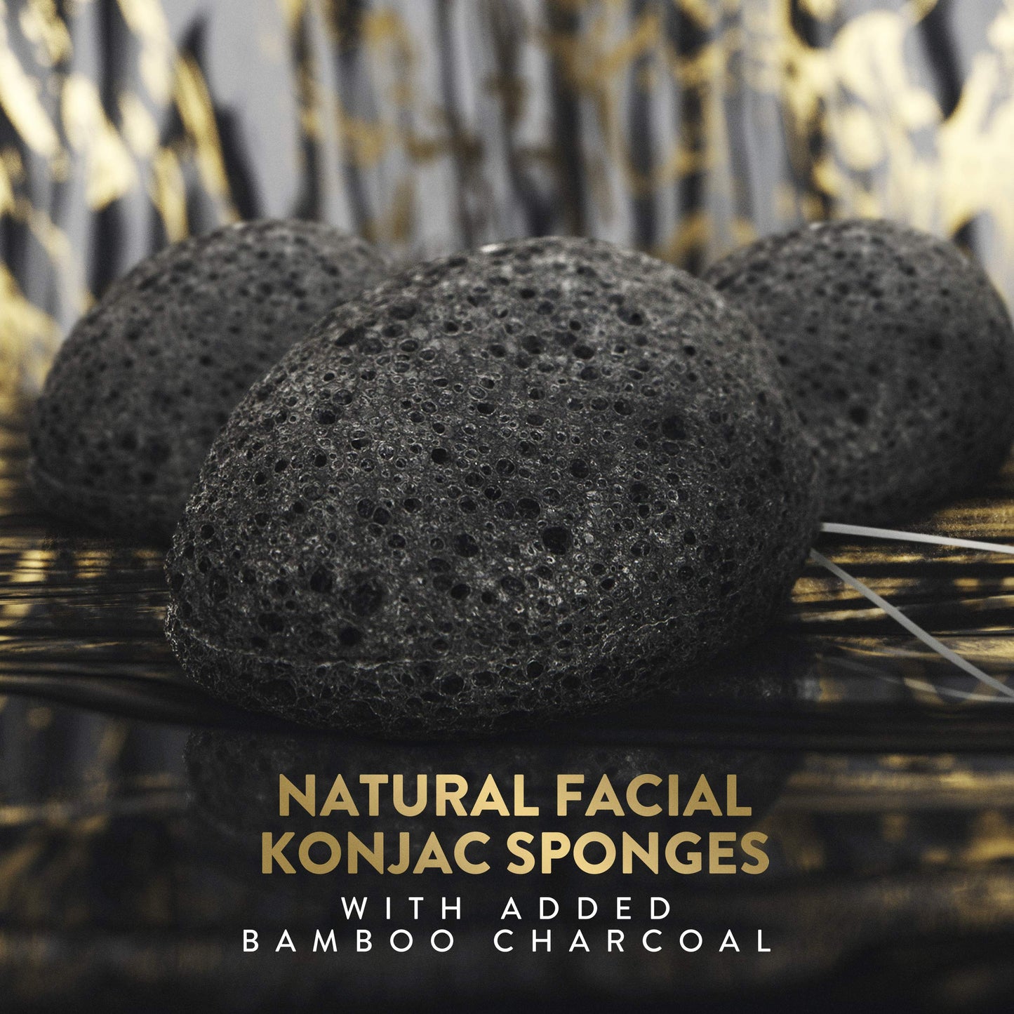 Konjac Sponge for Face | All Natural and Reusable | Konjac Facial Sponge with Activated Bamboo Charcoal | Gentle Exfoliating Sponge for Face |