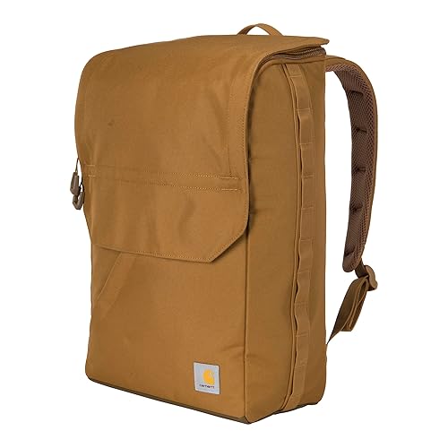 Carhartt 21L Top-Load Backpack, Durable Water Resistant Coated Canvas Base W/ 17" Laptop Sleeve, Carhartt Brown