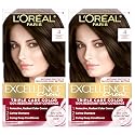 L'Oreal Paris Excellence Crème Permanent Hair Dye, Triple Care Hair Color with Hyaluronic Acid for 100% Gray Coverage, 4 Dark Brown, 1 Kit (Pack of 2)