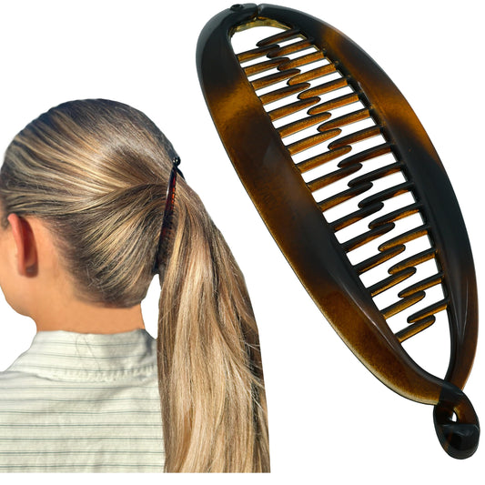 Camila Paris CP5 4.5 inch French Banana Clip Hair Comb Classic Girls Updo Flexible Ponytail Holder Interlocking Banana Combs, Fashion Durable Styling