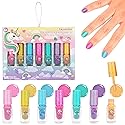 7pc Unicorn Shimmer Nail Polish Set for Girls - Glitter Cap, Non-Toxic Quick Dry Manicure & Pedicure Kit, Vibrant Assorted Shades
