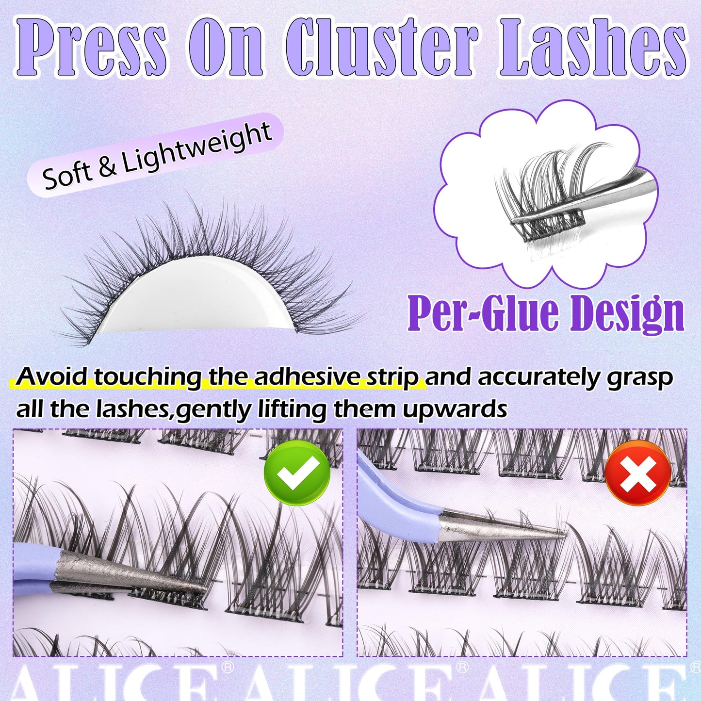 ALICE Natural Fluffy Lash Clusters DIY Eyelash Extensions Mix 12-14mm Individual Lashes Wispy Volume Lash Extensions Handmade Eyelash Clusters 96 Pcs Beauty and Personal Care ALICE