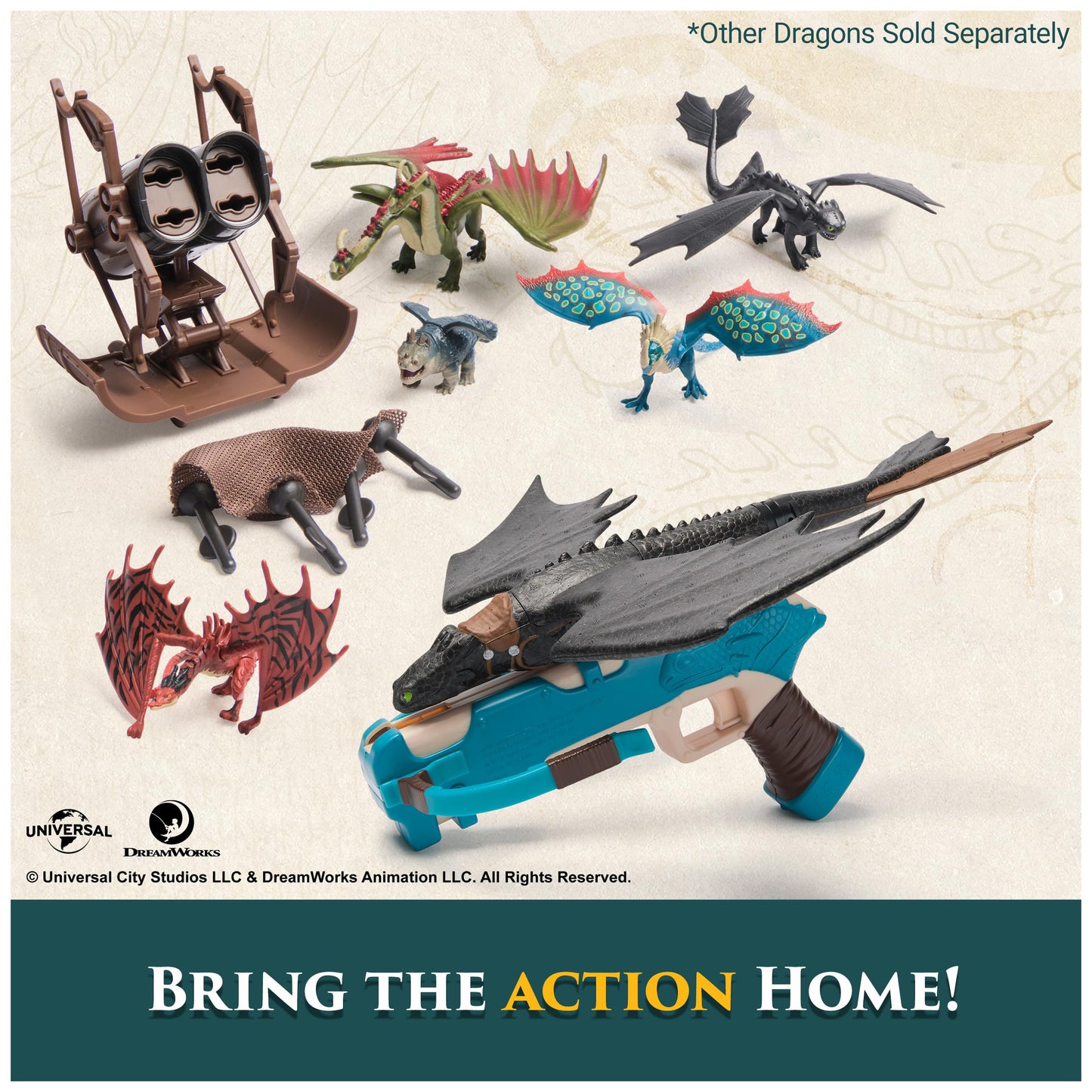 Dreamworks Dragons, 5-Pack Dragon Catcher Set with Hiccup’s Mangler Net Launcher, Kids Toys for Boys & Girls Ages 4 and up