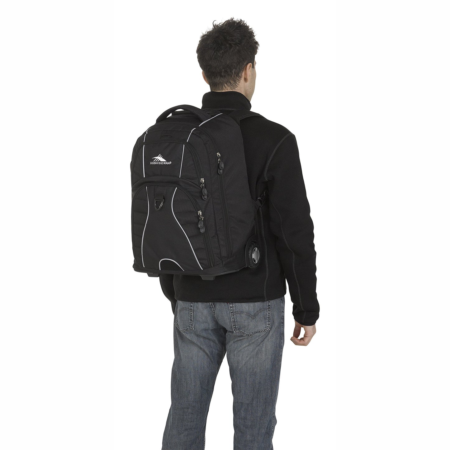 High Sierra Freewheel Wheeled Laptop Backpack, Black, 20.5 x 13.5 x 8-Inch