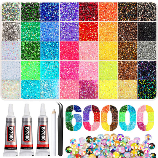Artdone 60000Pcs Resin Rhinestones 3mm Jelly AB 40Colors Bedazzling Kit Beauty and Personal Care Artdone Default Title