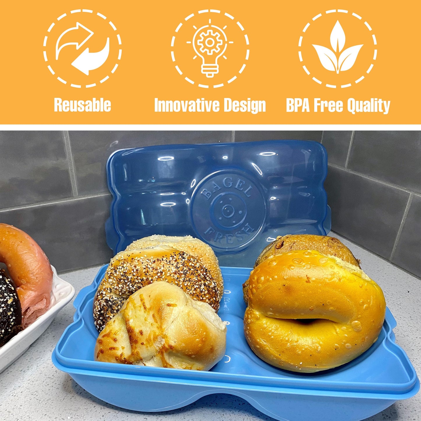 Touch Up Cup Bagel Fresh Holder Container Bread Storage Keeper Saver, Airtight and Reusable, BPA-Free, As Seen On Shark Tank Products, Pack of 1…