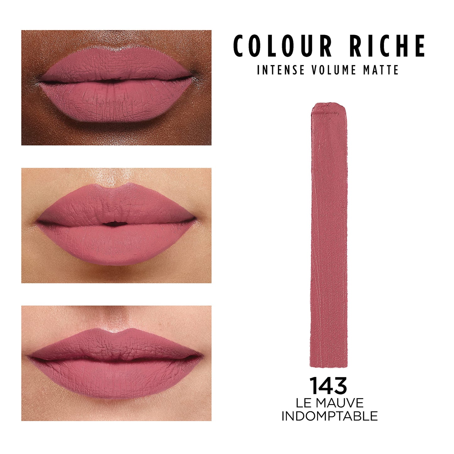 L'Oreal Paris Colour Riche Intense Volume Matte Lipstick, Lip Color Infused with Hyaluronic Acid for up to 16hr All Day Comfort, Le Mauve Indomptable,