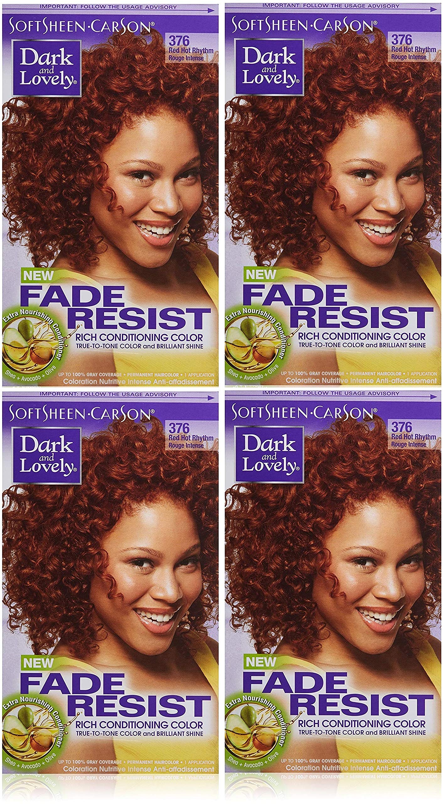Dark & Lovely (Pack of 4) Fade Resistant Rich Conditioning Color 376 - Red Hot Rhythm