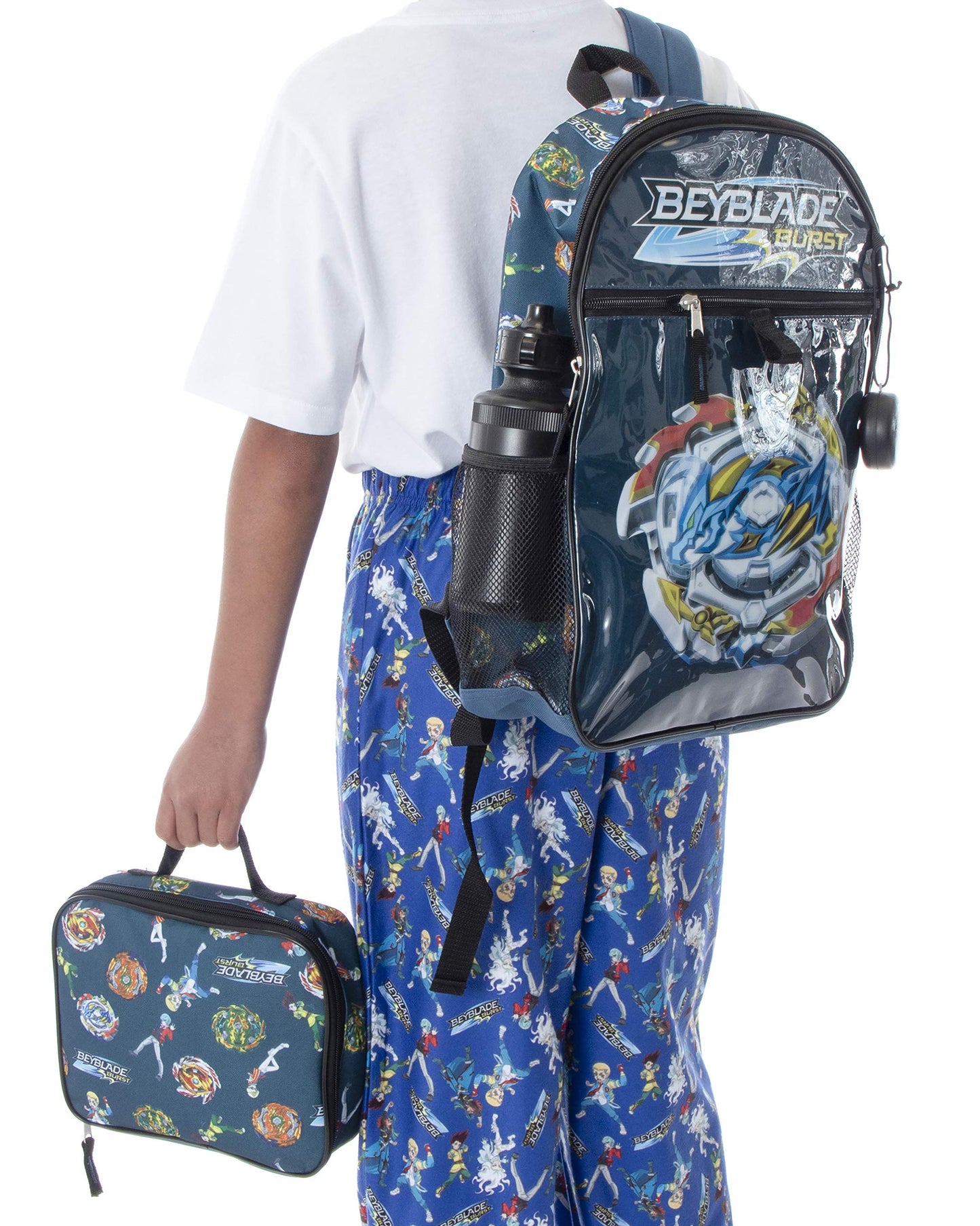 INTIMO Beyblade Burst Spinner Tops Backpack Lunch Bag Water Bottle Ice Pack 5 PC Mega Set