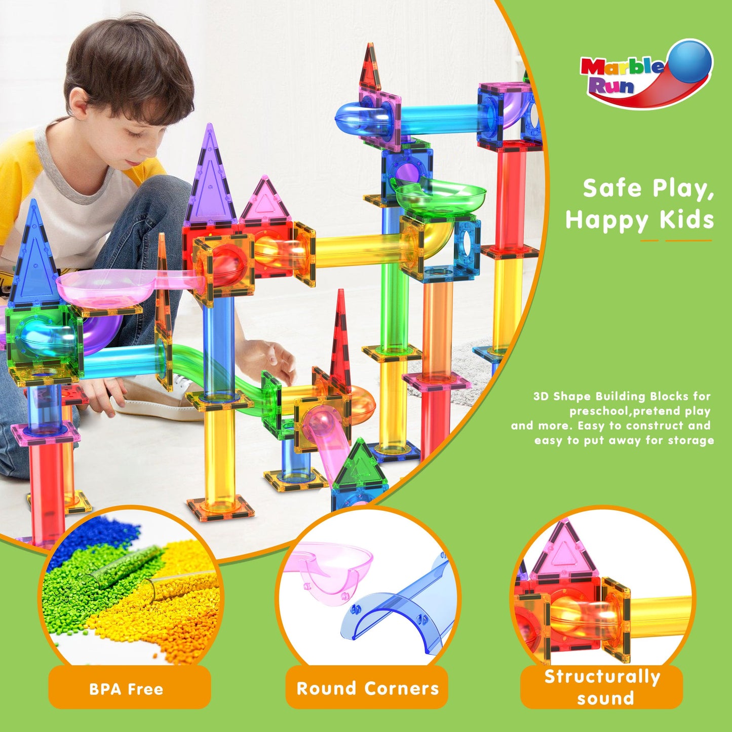 PicassoTiles 150pcs Magnetic Marble Run – STEM Construction Toy with Slides, Ramps & Tubes, Educational Magnet Set for Kids Ages 3+