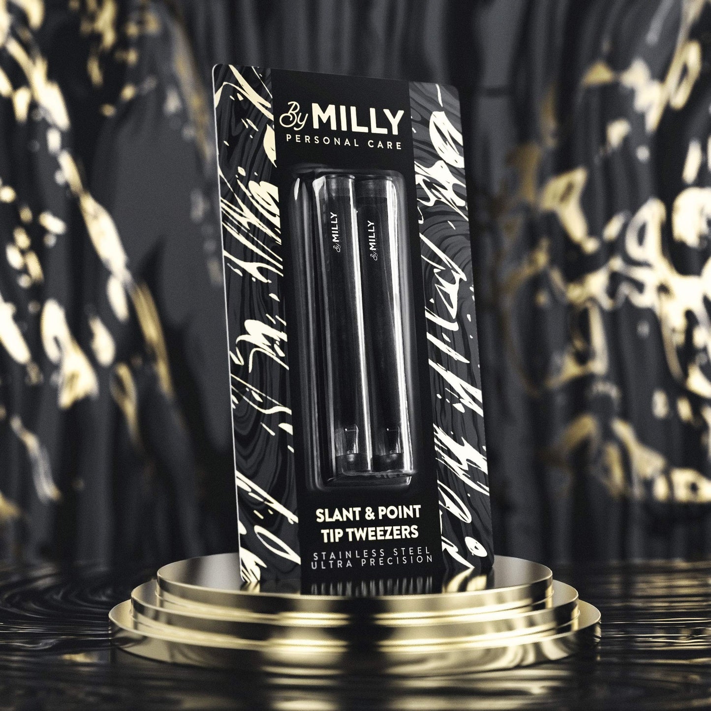 By MILLY Precision Tweezers Set | Slanted & Pointed Tip Tweezers Kit | High Carbon Stainless Steel | Aligned & Hand-Filed Tweezer Set Professional |