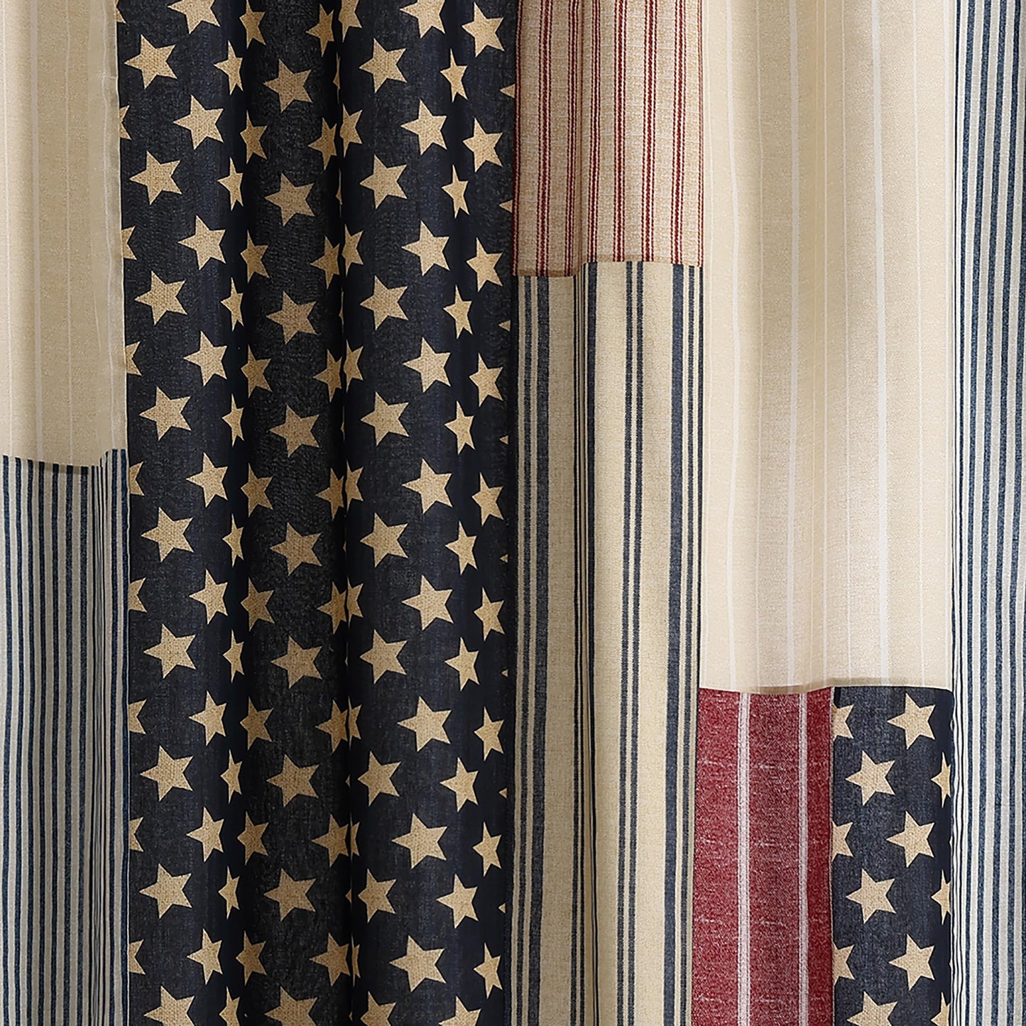 MODERN HEIRLOOM Americana Patchwork Fabric Shower Curtain, Machine Washable, 72" x 72", Red/Blue