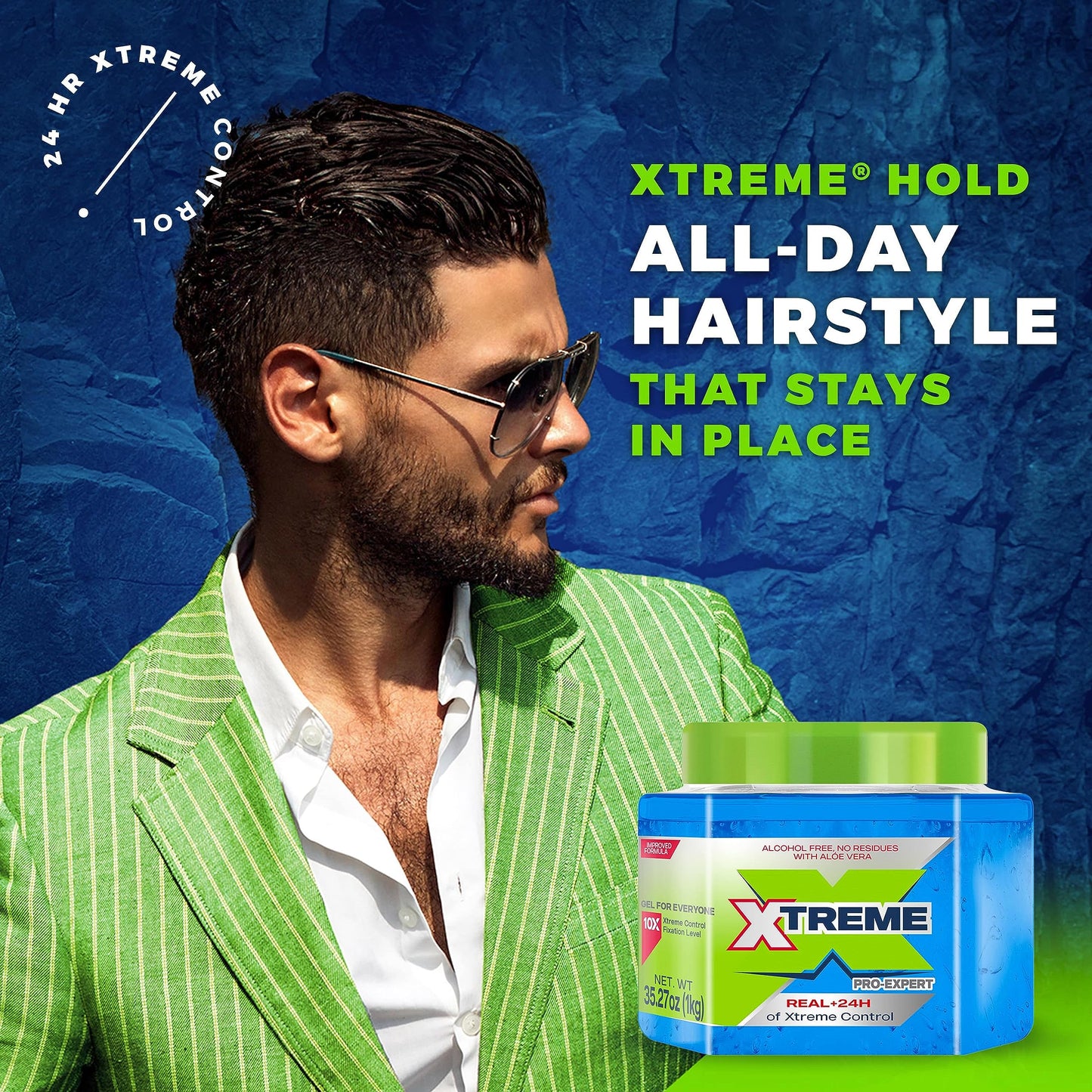 Xtreme Pro-Expert Blue Styling Hair Gel, 35.27 Oz, Pack of 2