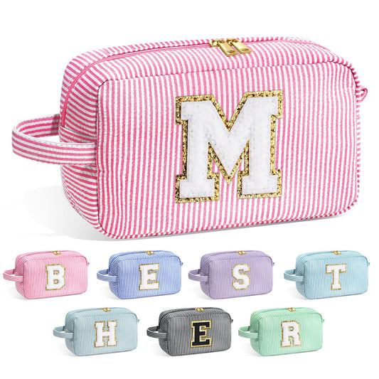 YOOLIFE Birthday Gifts for Girls 4–14 – Trendy Initial Makeup Bag, Cute Pink Travel Toiletry Pouch, Teen Girl Gift Ideas