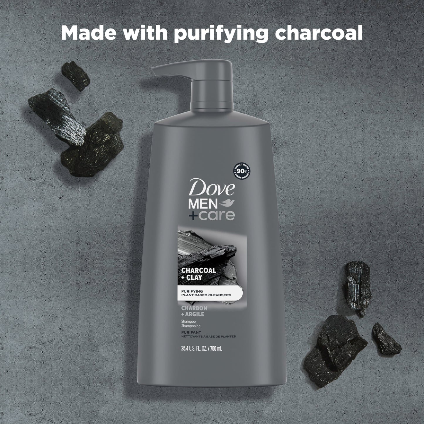 100% recycled & recyclable plastic bottle. Cruelty-free shampoo. Globally, Dove does not test on animals.