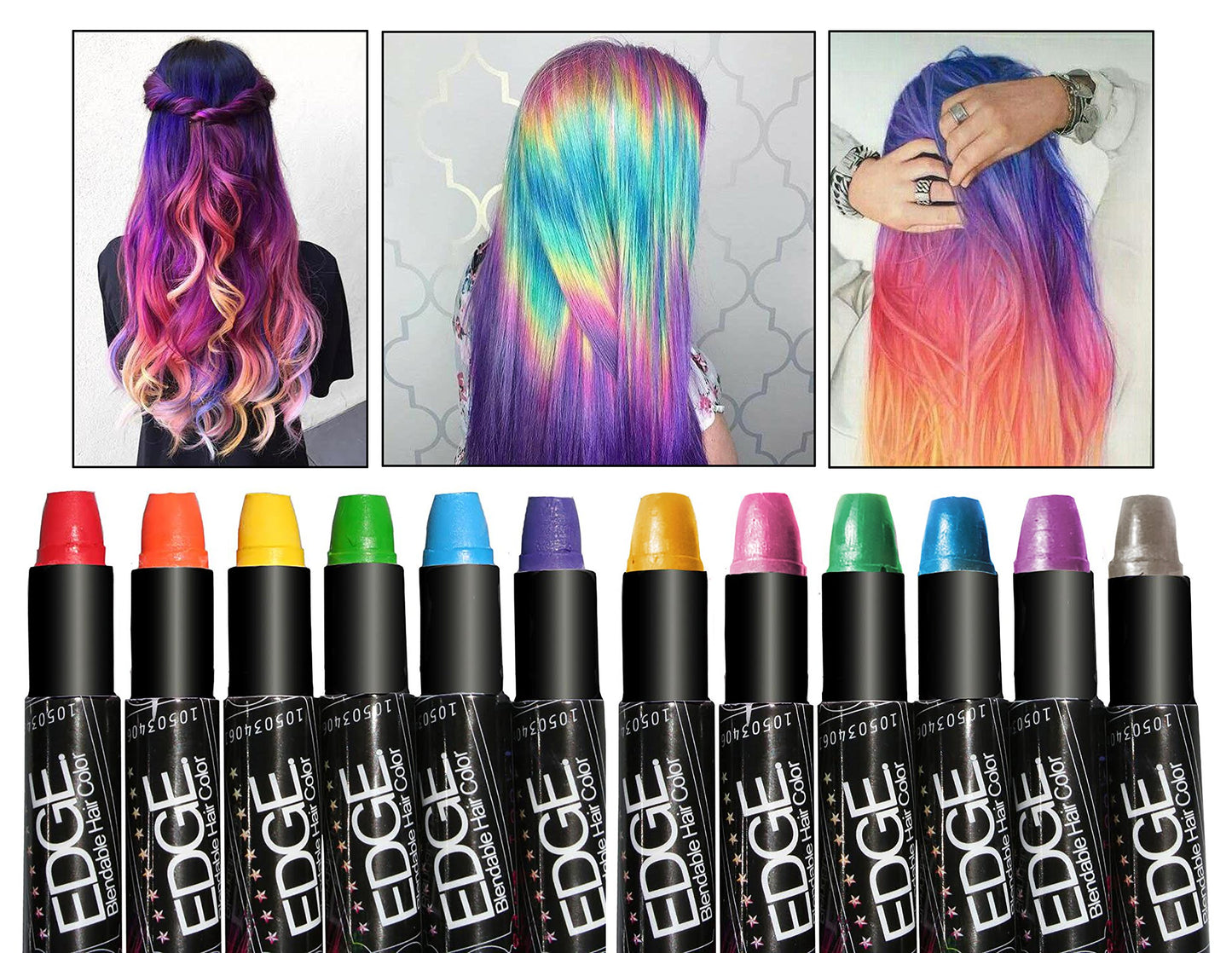 KC Republic Hair Chalk for Kids Jumbo Hair Chalk Sticks Washable Hair Color Temporary Dye for Girls Safe Scented Rainbow Metallic Glitter Hair