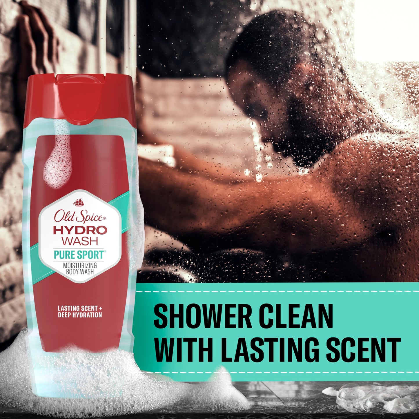 Old Spice Moisturizing Body Wash for Men, Hydro Wash, 2-in-1 Long Lasting Scent & Powerful Hydration to Fight Dry Skin, 24/7 Shower Fresh, Pure Sport