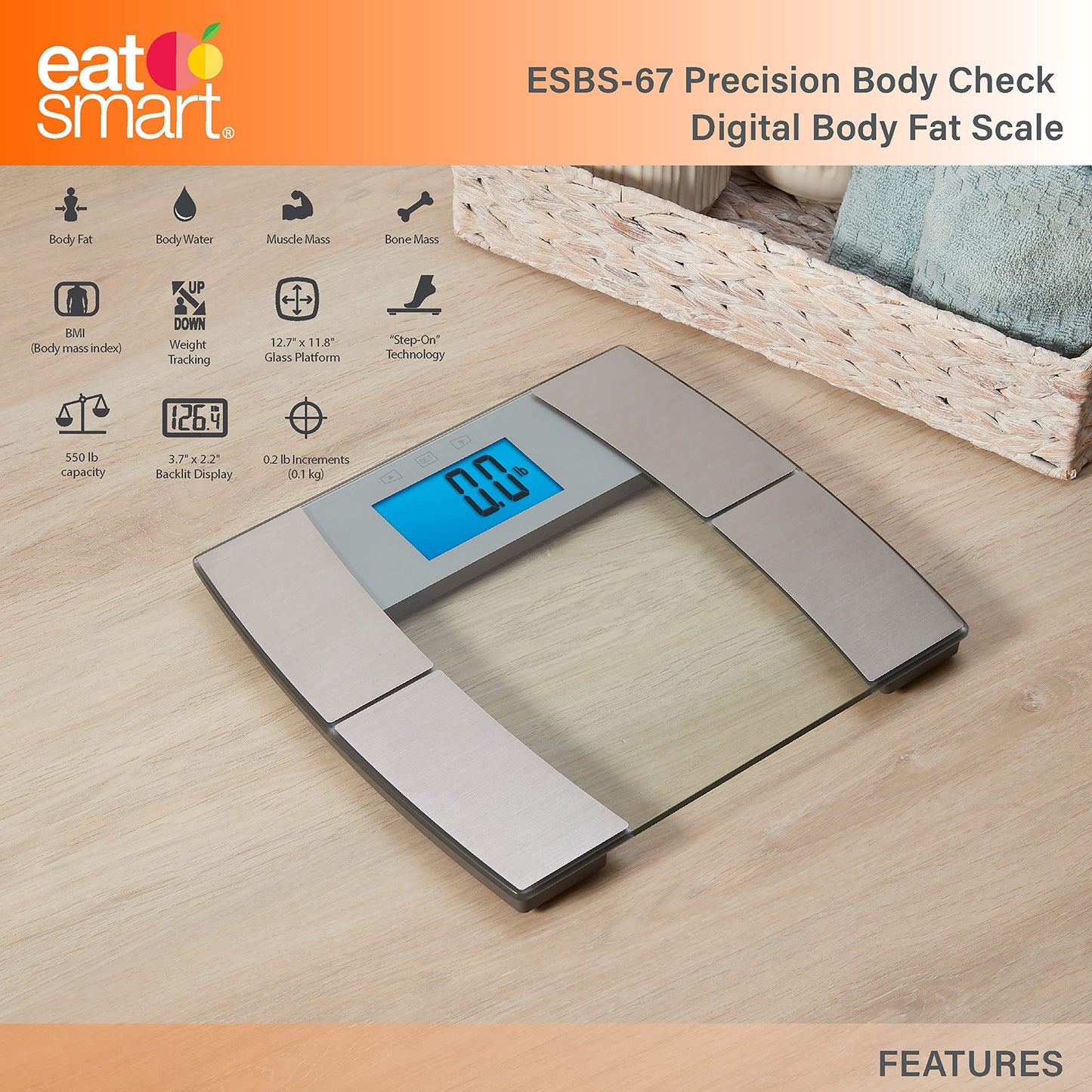 Eat Smart Precision Body Scale, Composition Digital Body Fat Scale for Body Weight