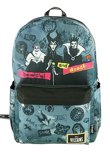 KBNL Classic Disney Villains Backpack with Laptop Compartment for School, Travel, and Work (Villains), Multicolor, Large