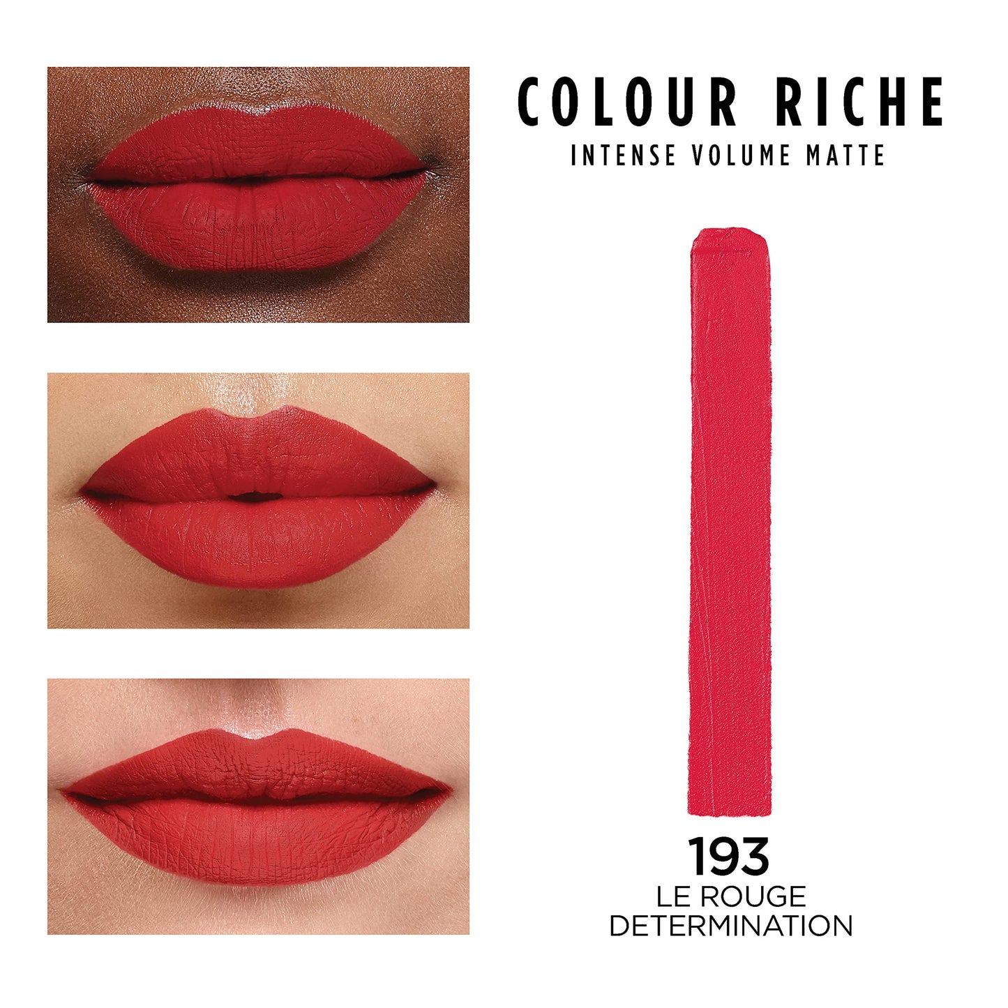 L'Oreal Paris Colour Riche Intense Volume Matte Lipstick, Lip Color Infused with Hyaluronic Acid for up to 16hr All Day Comfort, Le Rouge