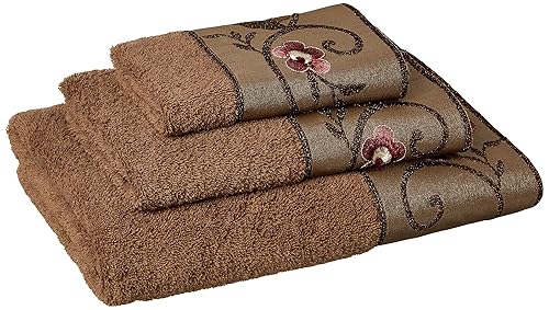 Popular Bath Bath Towels, Larissa Collection, 3-Piece Set, Rose Design